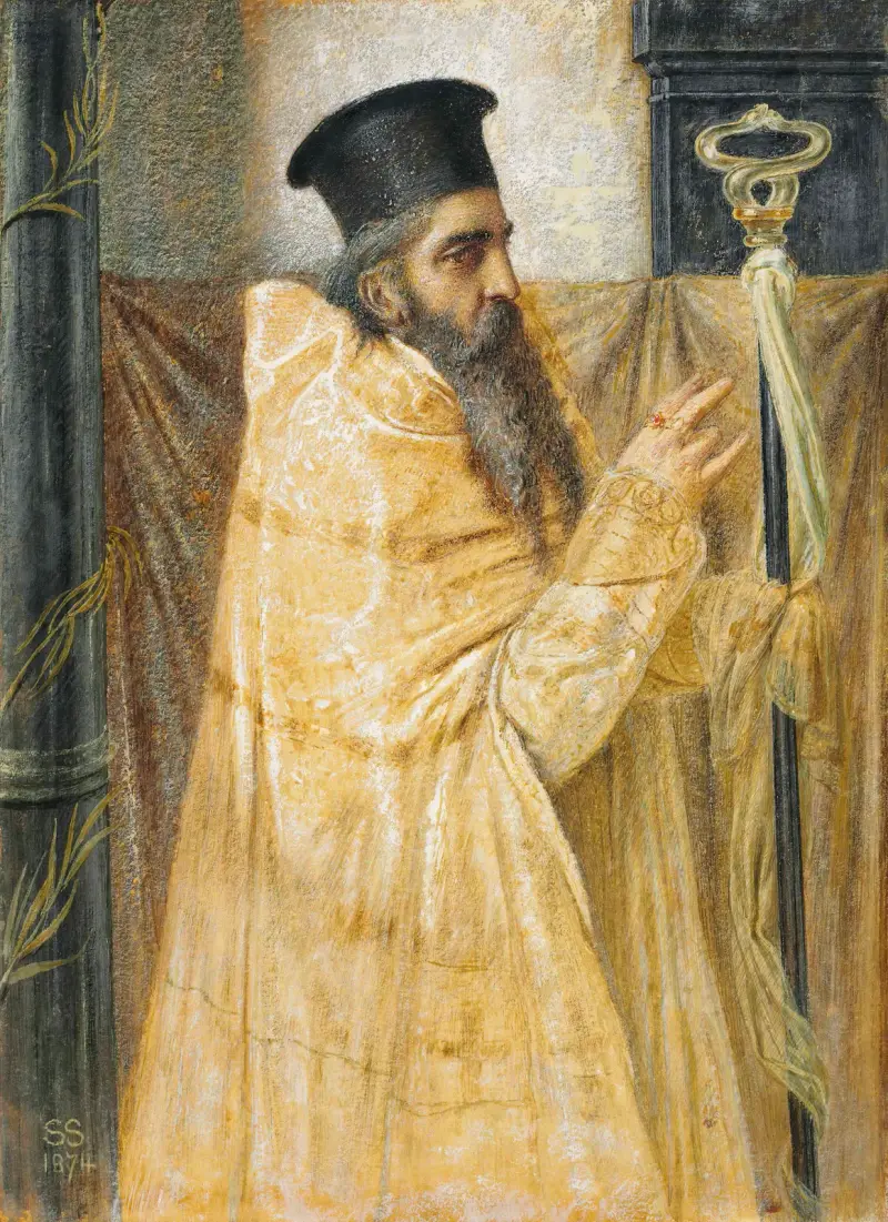 En biskop i den östliga kyrkan av Simeon Solomon