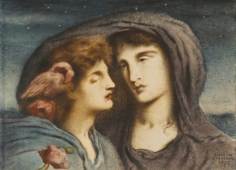 Natten blickar på sömnen, sitt älskade barn av Simeon Solomon