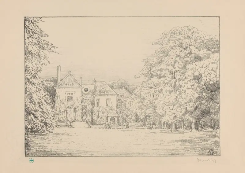 Blick auf Huis te Werve vom Garten aus von Simon Moulijn