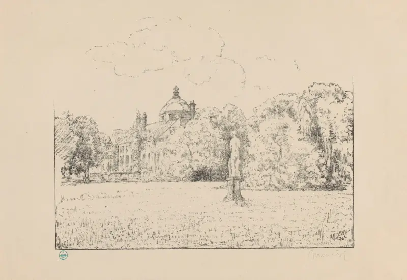 Vy över Paleis Huis ten Bosch från trädgården Huis ten Bosch II av Simon Moulijn
