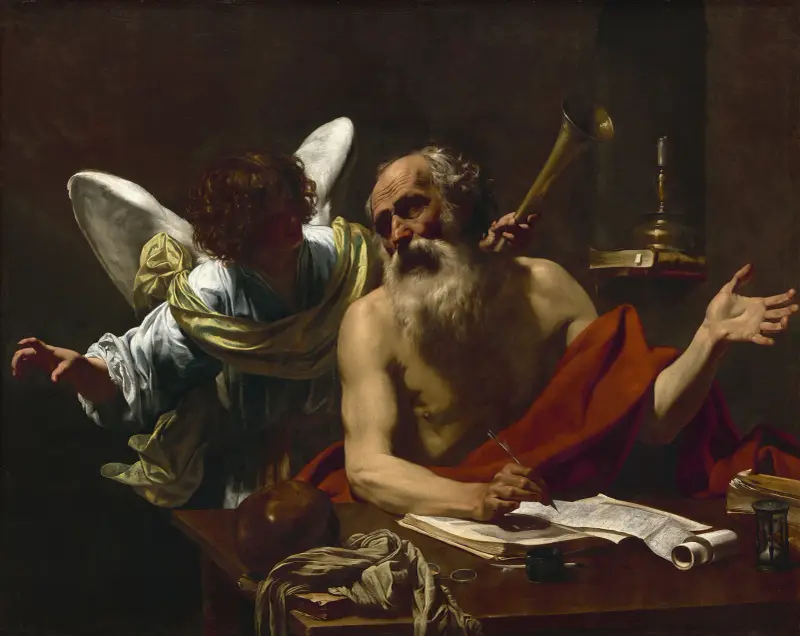 Saint Jerome and the Angel av Simon Vouet