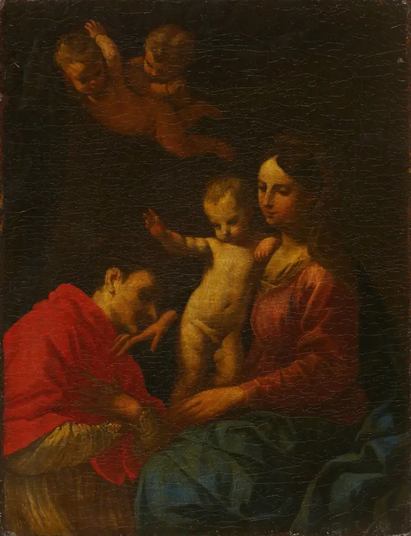 Madonnan med barnet, tillbedd av den helige Carlo Borromeo av Simone Cantarini