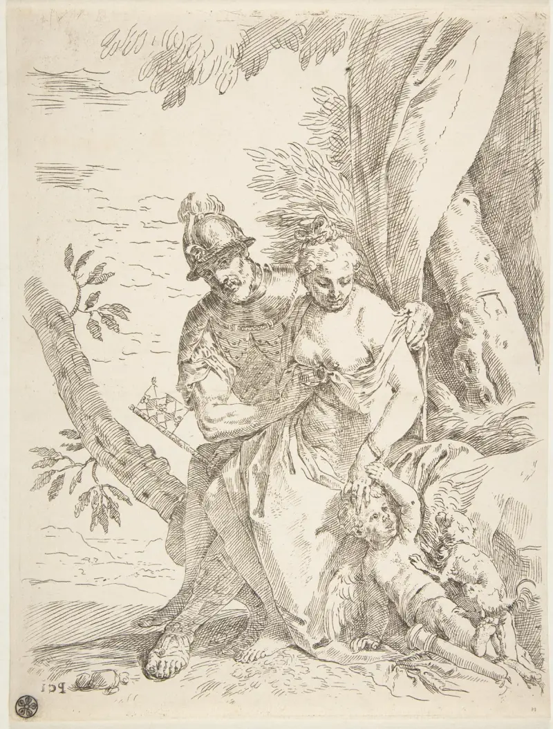 Mars, Venus and Cupid av Simone Cantarini