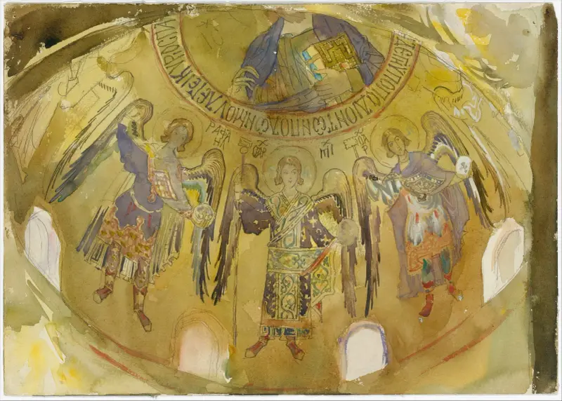 Änglar, mosaik, Palatinakapellet, Palermo av John Singer Sargent