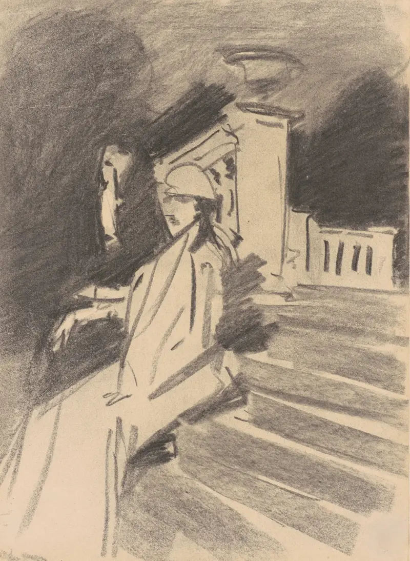 By the Fountain, Villa Torlonia,Frascati,Italy av John Singer Sargent