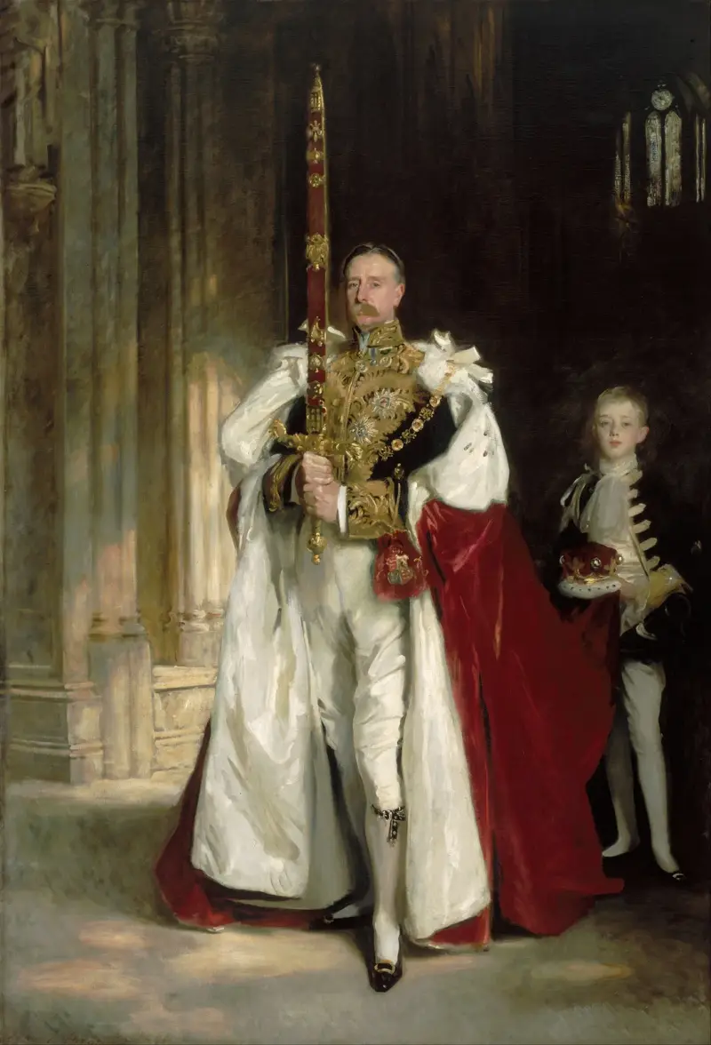 Charles Stewart, sjätte markisen av Londonderry, bärande rikssvärdet vid kröningen av John Singer Sargent