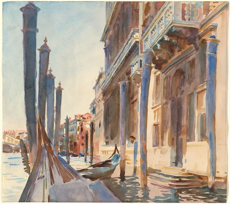 Gondolförtöjningar på Canal Grande av John Singer Sargent