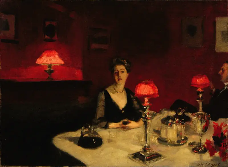 Portské (Večeře u stolu za soumraku), John Singer Sargent