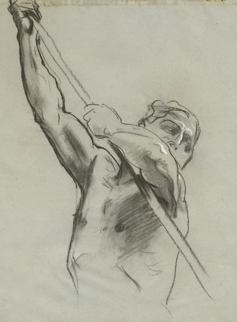Männlicher Torso mit Stange von John Singer Sargent