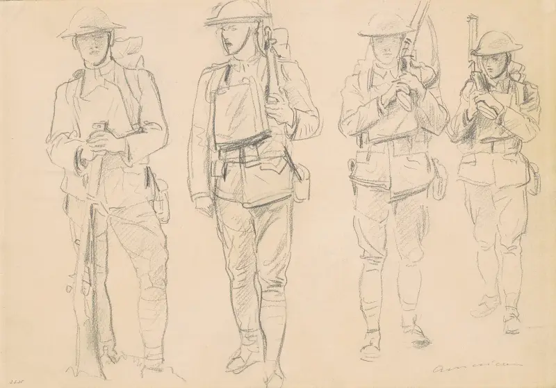Studie k dílu „Vstup do války“ (recto), John Singer Sargent