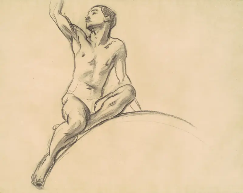 Study for Figure above ‘Music’ av John Singer Sargent