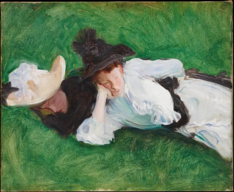 Two Girls on a Lawn av John Singer Sargent