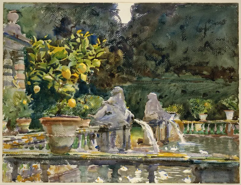 Villa di Marlia, Lucca; en fontän av John Singer Sargent