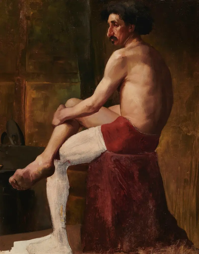 Study of a seated man av Anna Bilińska-Bohdanowicz