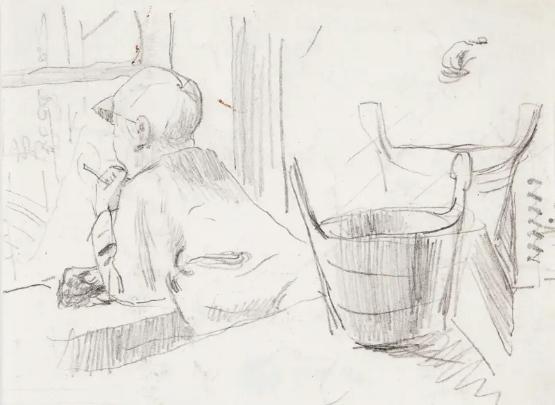 Boy Looking Out of the Window av Venny Soldan-Brofeldt