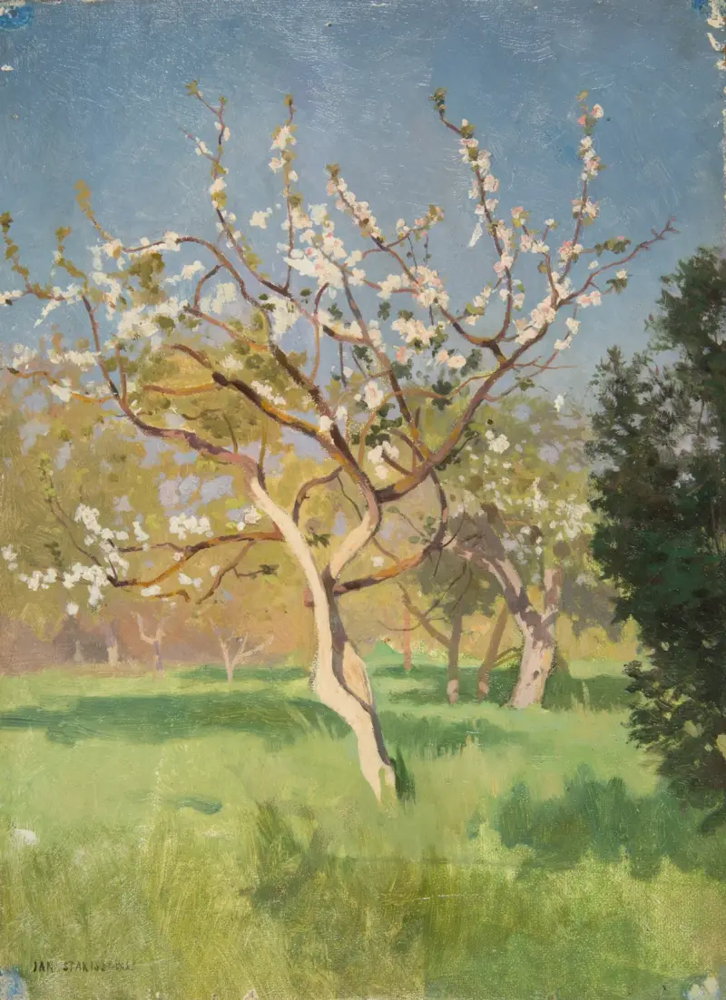 Apfelbaum in Blüte von Jan Stanisławski