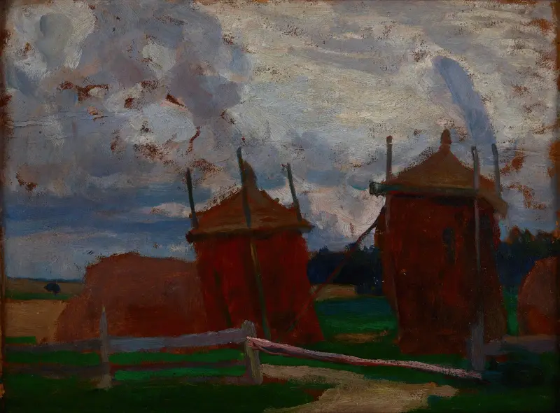 Litauische Landstraßenwagen von Jan Stanisławski