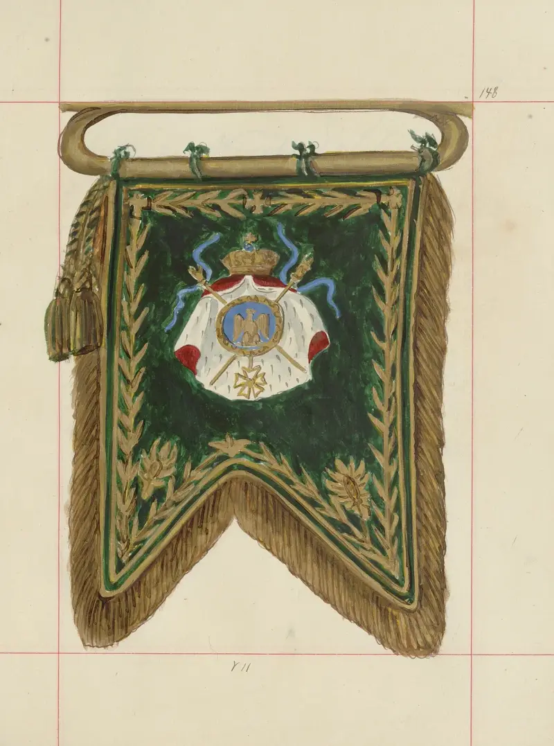 Anfalls- och försvarsvapen i Polen, vol. 4, släta bälten, prydnader, fanor och standar, pl. 129 av Boleslaw Starzyński
