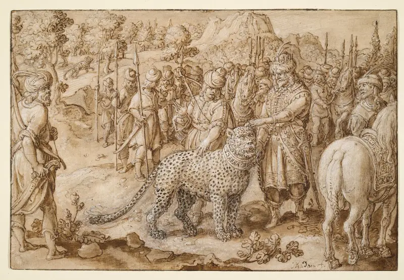 König Arsakes opfert Dionysos einen Panther von Jan van der Straet (Stradanus)