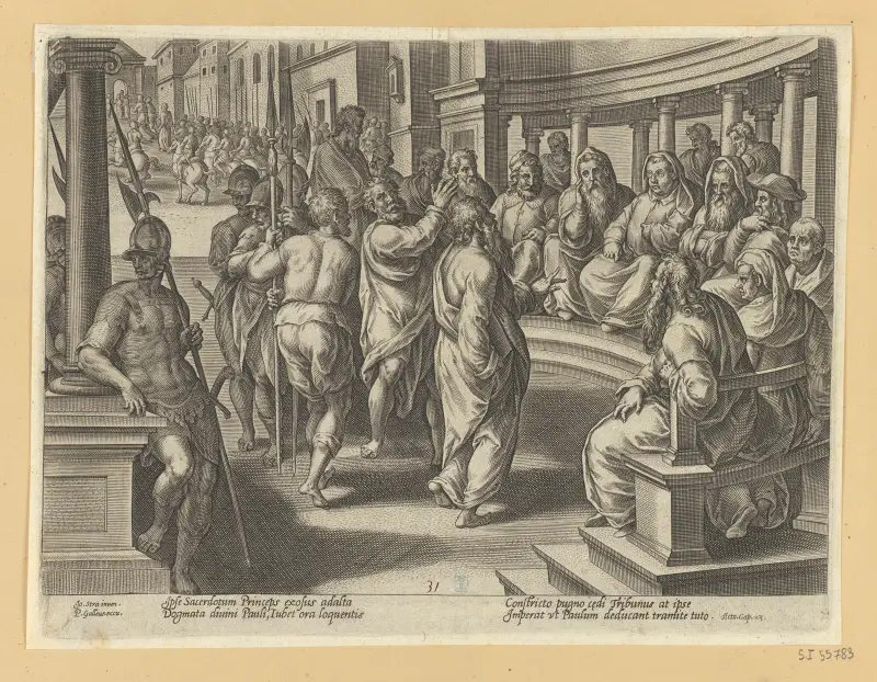 St Paul Before The High Priest av Jan van der Straet (Stradanus)