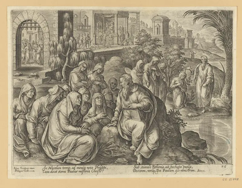 Paulus spricht zu den Frauen von Philippi von Jan van der Straet (Stradanus)