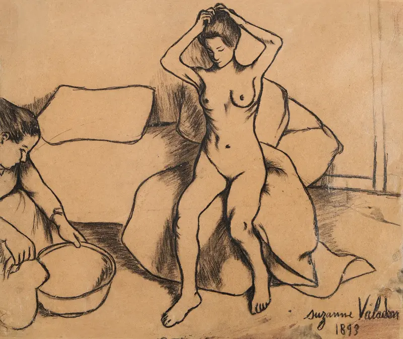Nu assis se coiffant av Suzanne Valadon