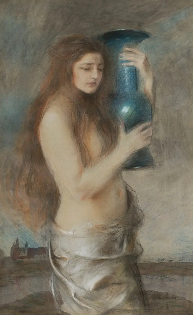 Flicka med blå vas (Tårar) av Teodor Axentowicz