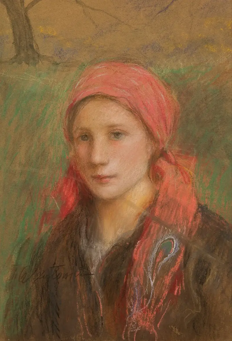 Porträtt av en byflicka av Teodor Axentowicz