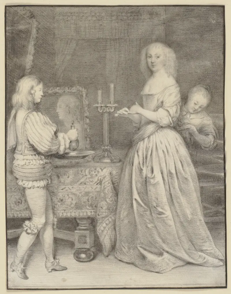 Dame am Toilettentisch mit Page und Zofe von Gerard ter Borch