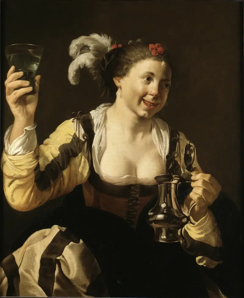 Flicka med glas av Hendrick Ter Brugghen