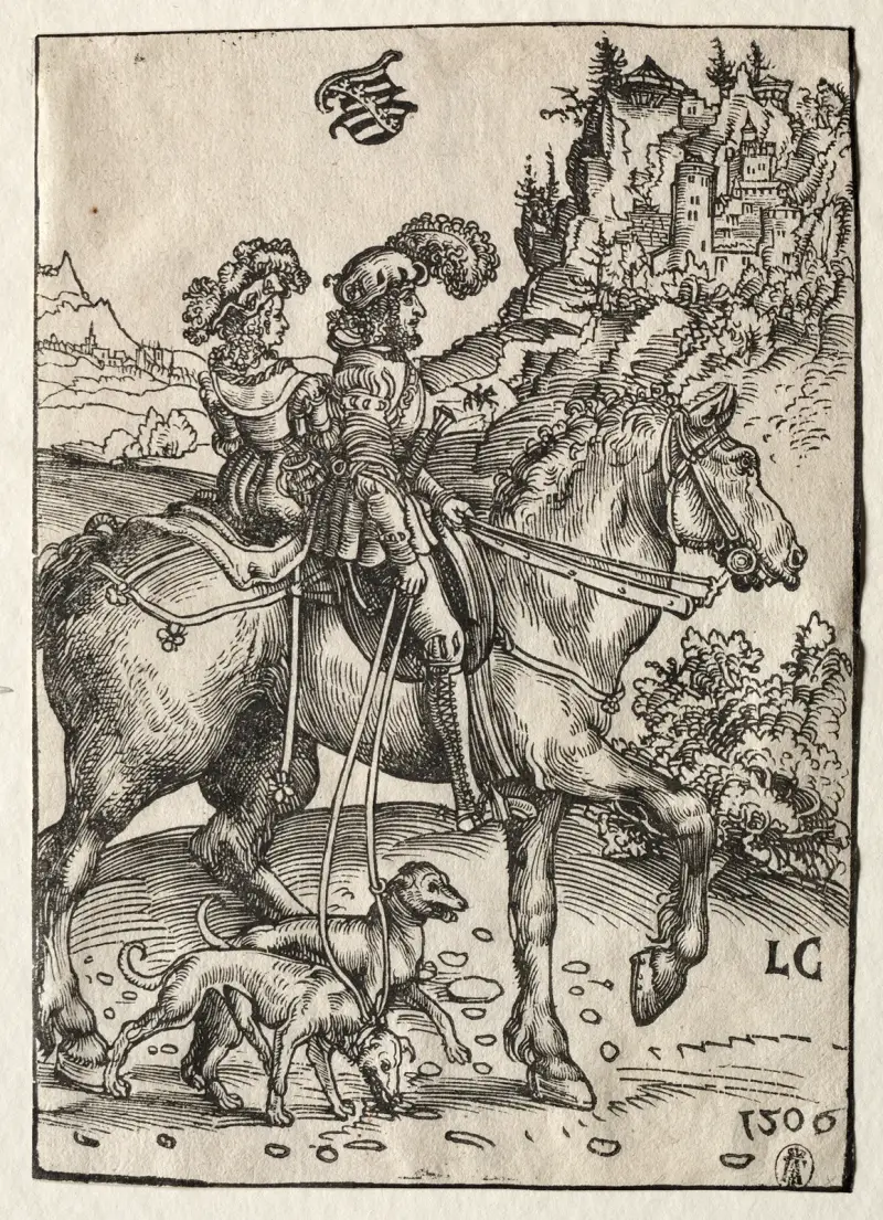 En herre och en dam på jakt av Lucas Cranach the Elder