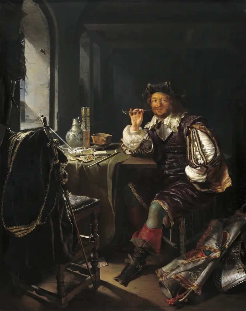 Żołnierz palący fajkę, Frans van Mieris the Elder