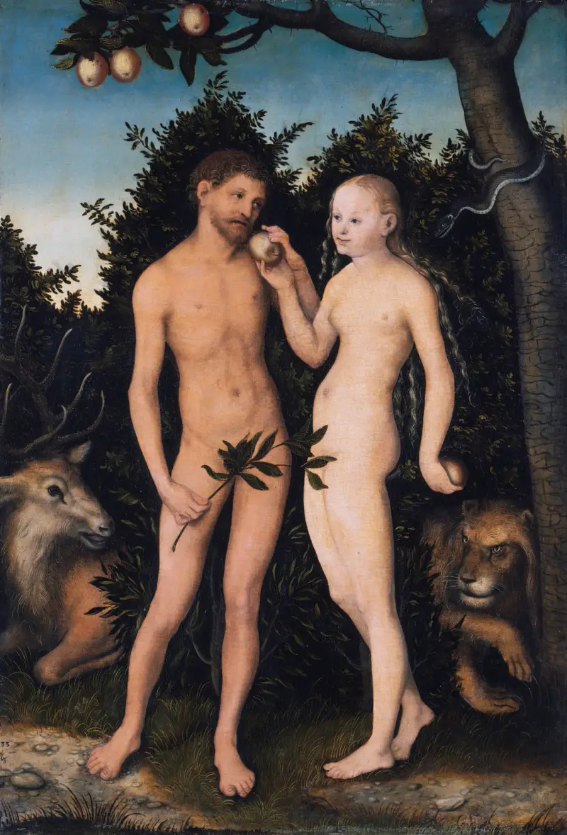 Adam och Eva i paradiset (Syndafallet), 1533 av Lucas Cranach the Elder