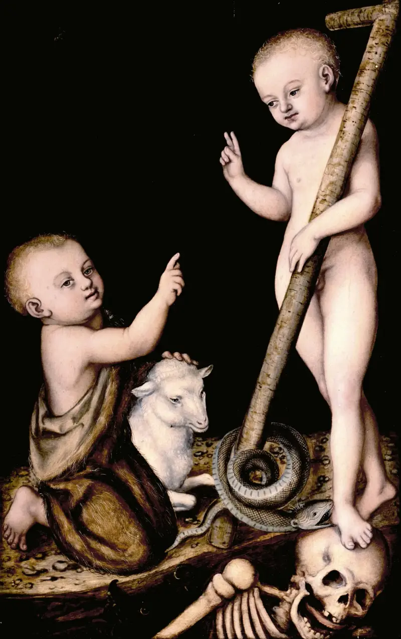 Johannes Döparens tillbedjan av Jesusbarnet av Lucas Cranach the Elder