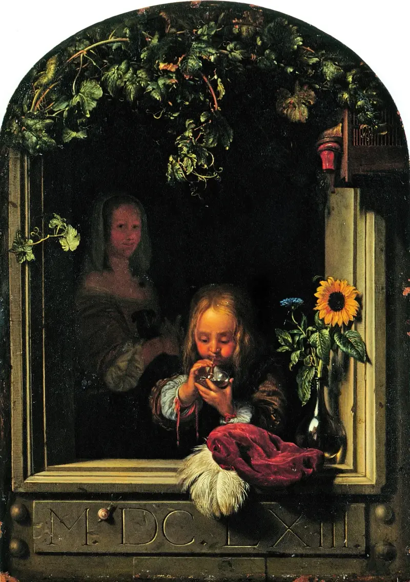Boy Blowing Bubbles av Frans van Mieris the Elder