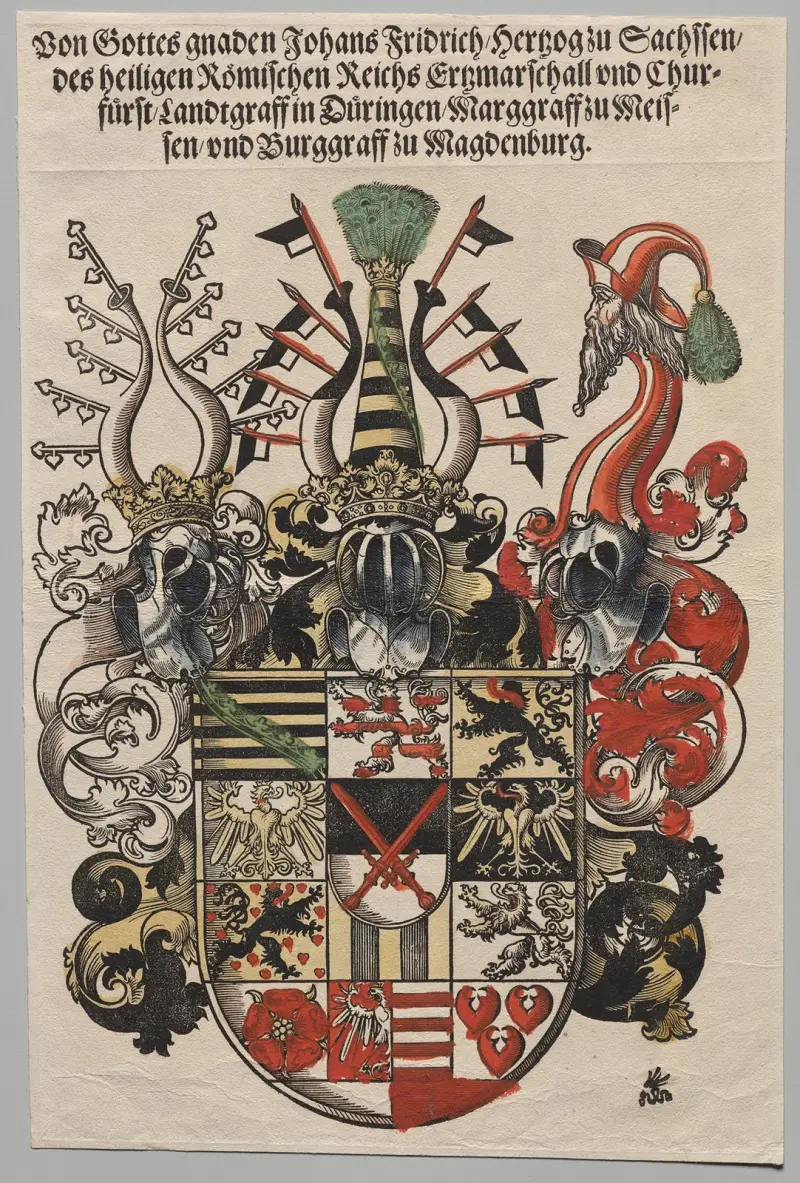 Wappen von Johann Friedrich, Kurfürst von Sachsen, genannt der Großmütige von Lucas Cranach the Elder