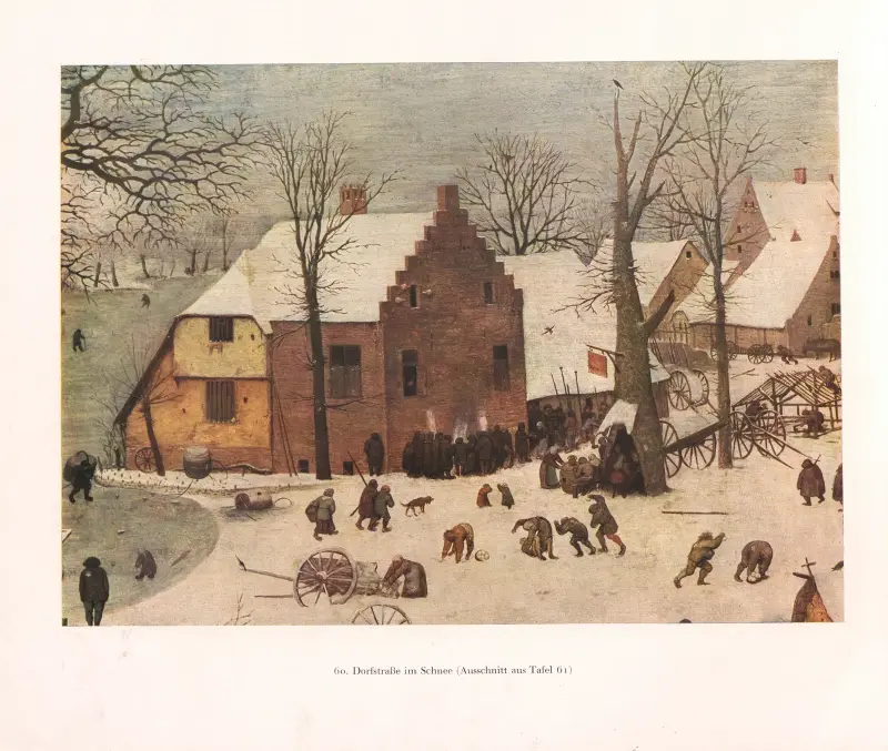 Vesnická cesta ve sněhu, Pieter Bruegel The Elder