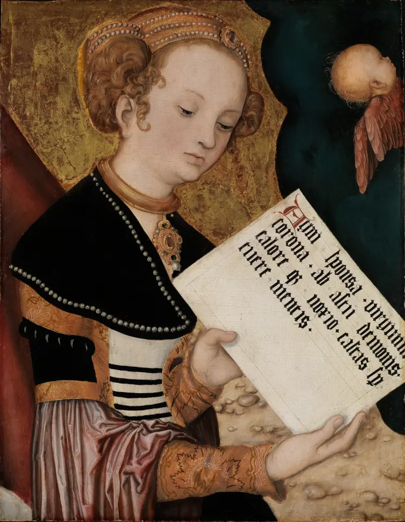 Heilige mit Schriftrolle von Lucas Cranach the Elder