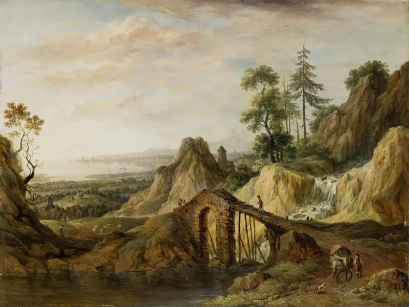Landscape with a Bridge av Christian Georg Schütz the elder