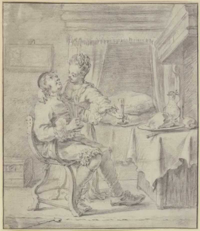 Lovers at supper av Frans van Mieris the Elder