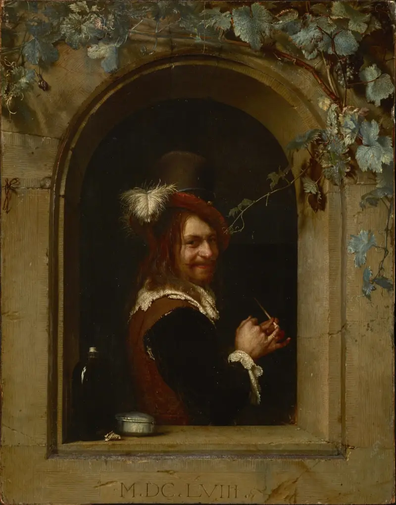 Mężczyzna z fajką przy oknie, Frans van Mieris the Elder