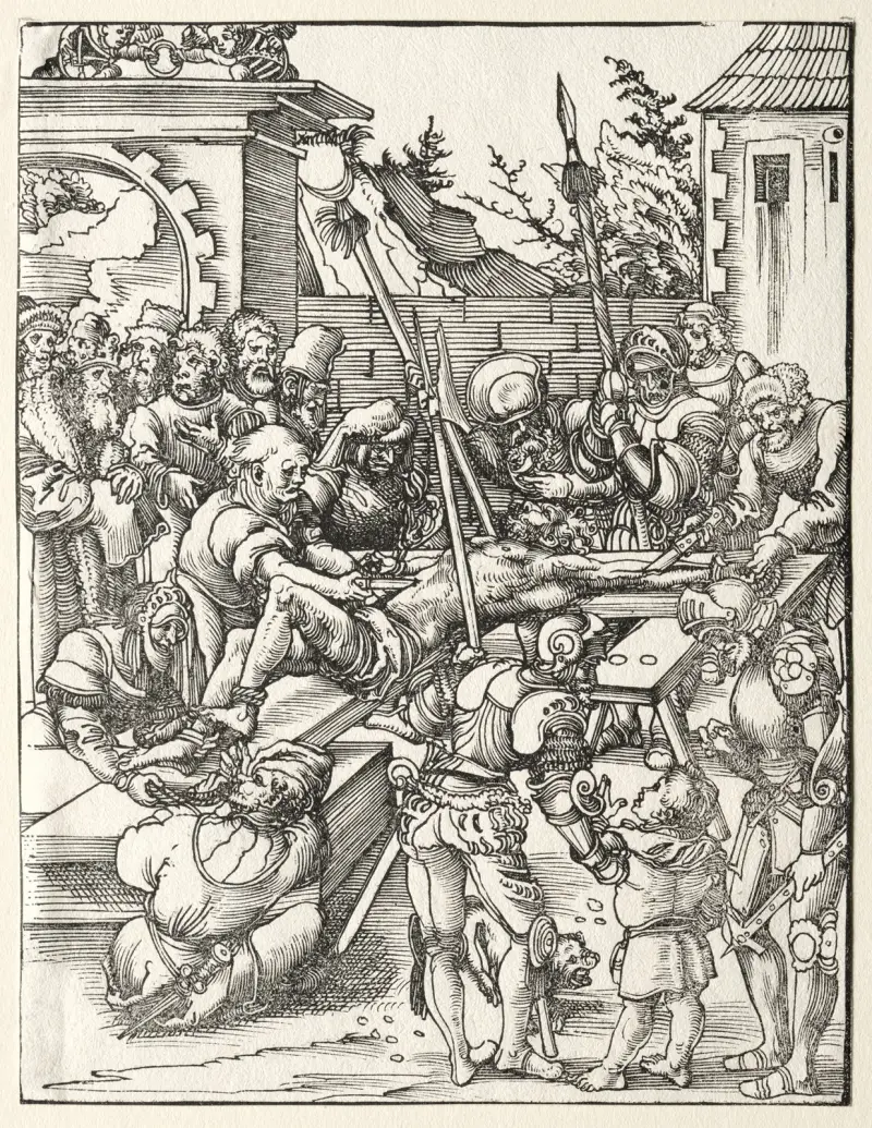 Sankt Bartolomeus martyrium av Lucas Cranach the Elder