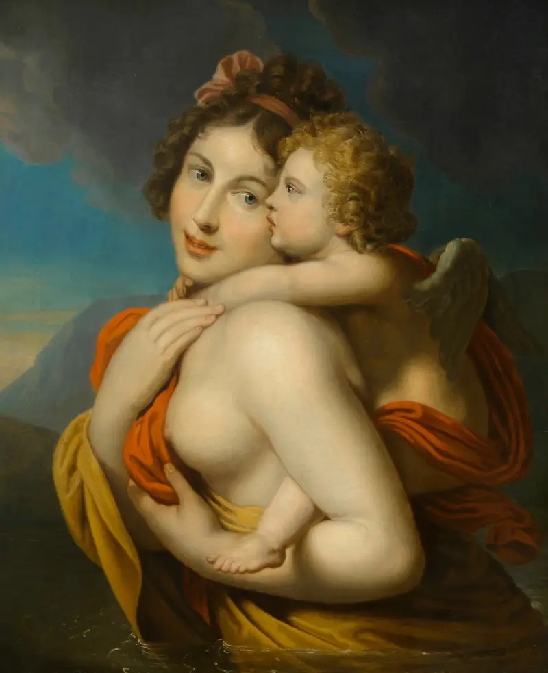 Nimfa niosąca Amora przez rzekę, Johann Baptist von Lampi the Elder