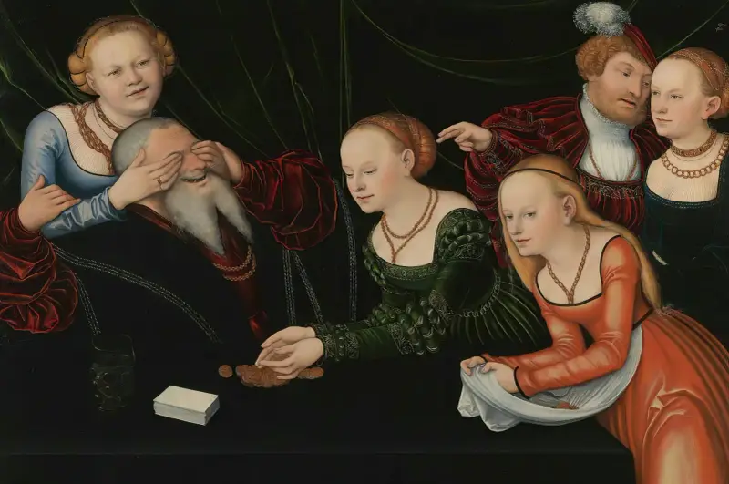 Alter Mann von Kurtisanen betrogen von Lucas Cranach the Elder