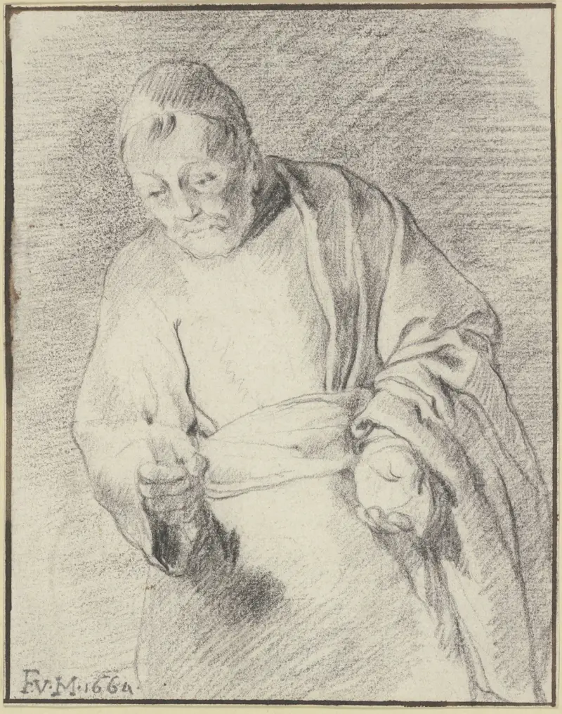 Old man with a candle av Frans van Mieris the Elder