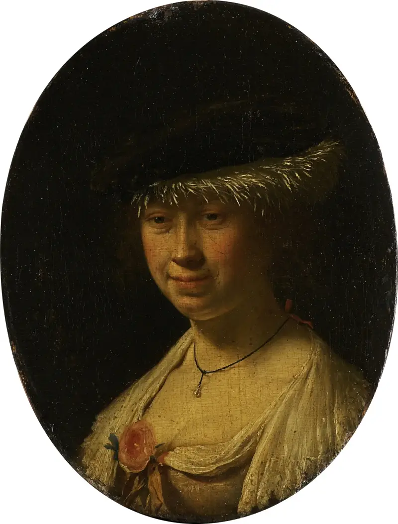 Porträtt av en kvinna med mössa av Frans van Mieris the Elder