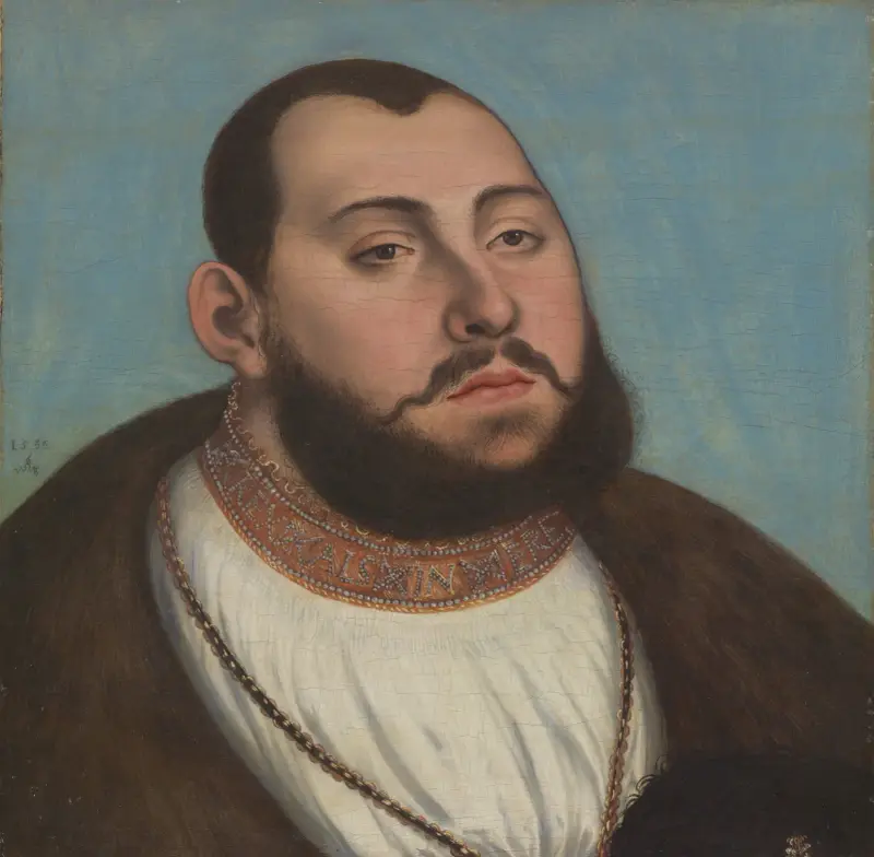 Porträtt av Johan Fredrik den ädelmodige, kurfurste och hertig av Sachsen av Lucas Cranach the Elder