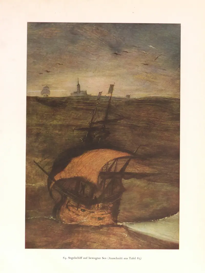 Segelschiff auf bewegter See von Pieter Bruegel The Elder