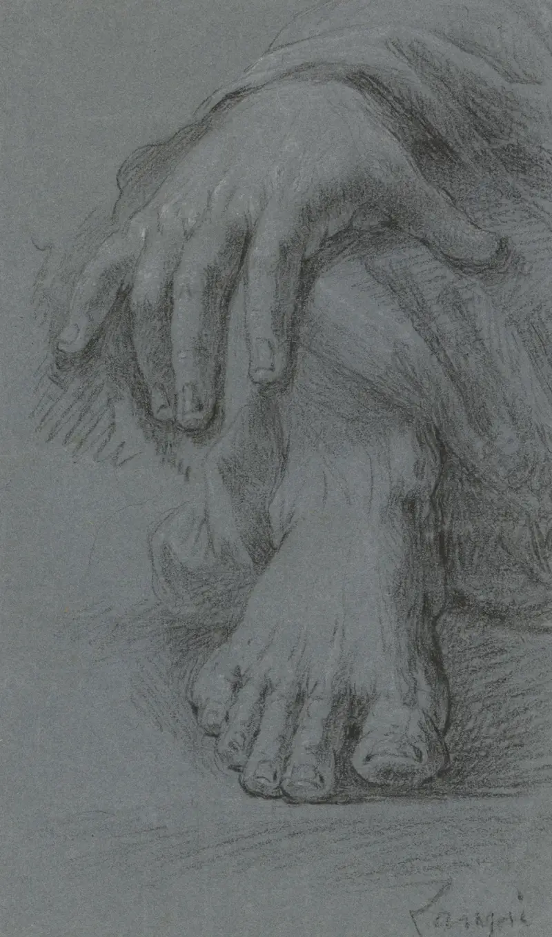 Skiss av hand och fot av Johann Baptist von Lampi the Elder