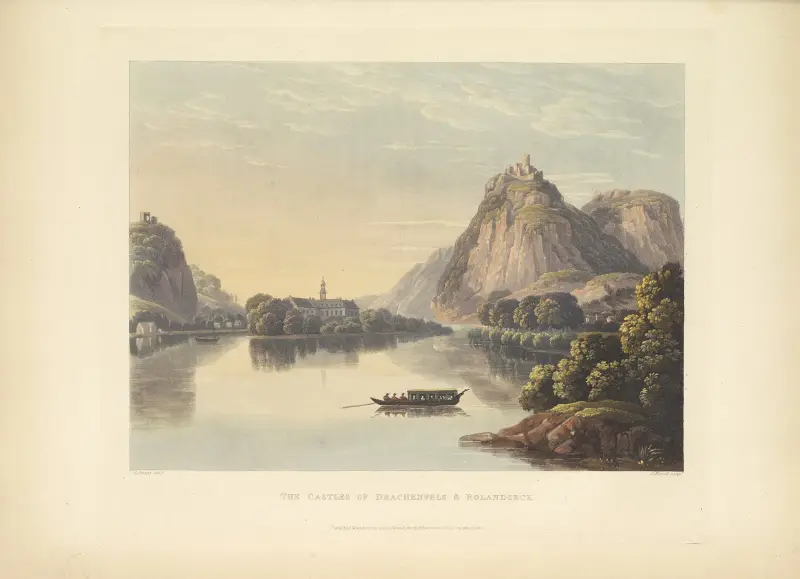 Slotten Drachenfels och Rolandseck av Christian Georg Schütz the elder